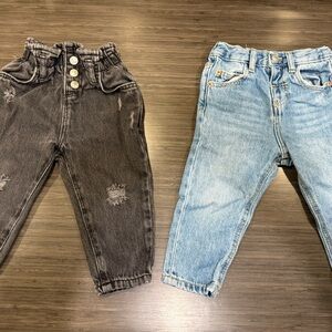 Zara Kids Black and Light Blue Jeans Set